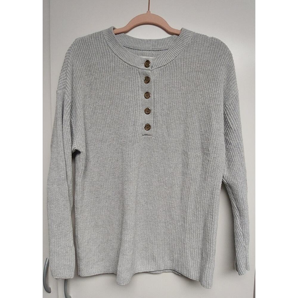 Aerie Women's XS Cozy Knit Grey Sweater 5 Button